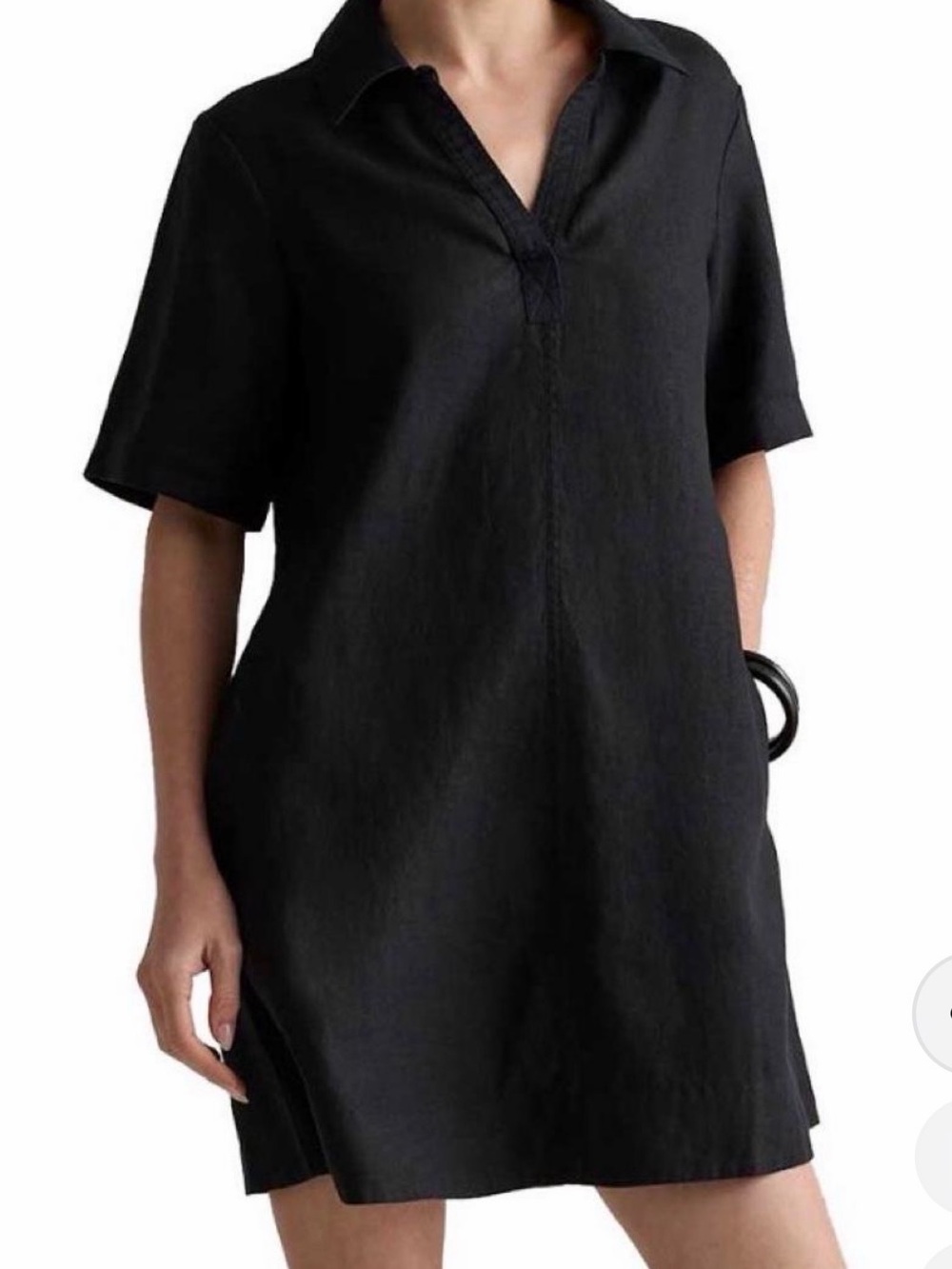 Black linen shirt dress